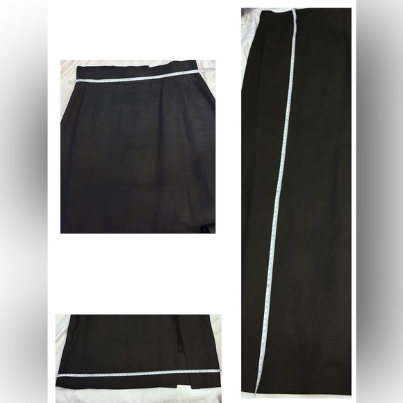 Powerline Canada Black Linen Maxi Skirt High Waist Sexy Slit Minimalist Luxury - Picture 7 of 14